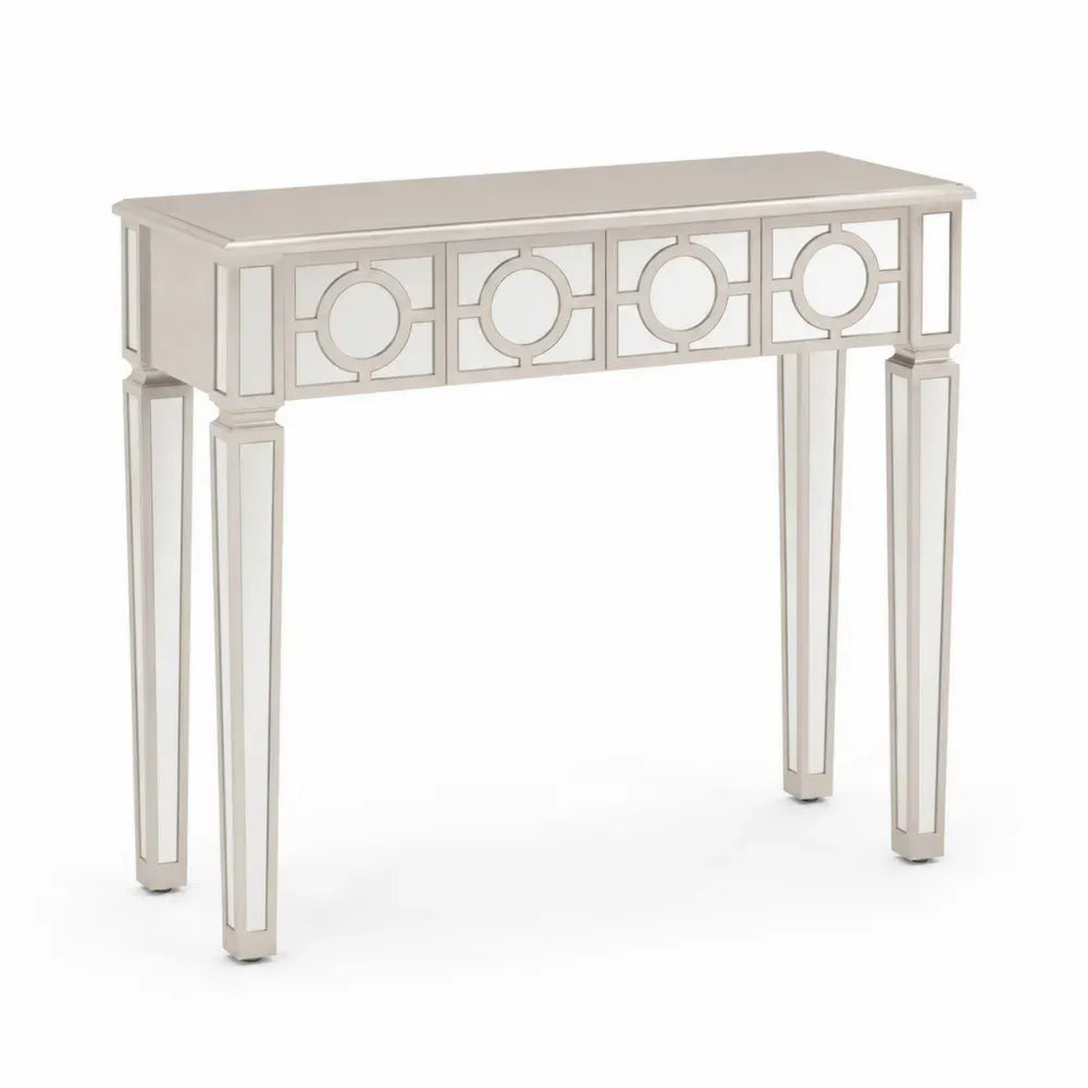 Konsolentisch mit Spiegelflächen 120 x 35 x 80 cm MDF Spiegelglas rechteckig Champagner Silber