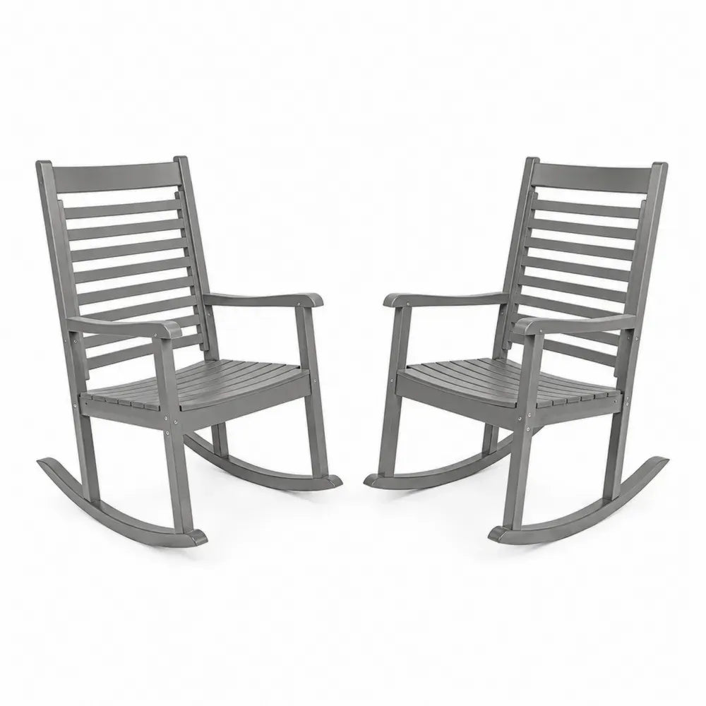 Garten-Schaukelstühle 2er Set mit Armlehnen 67 x 86 x 108 cm HDPE-Kunststoff Grau