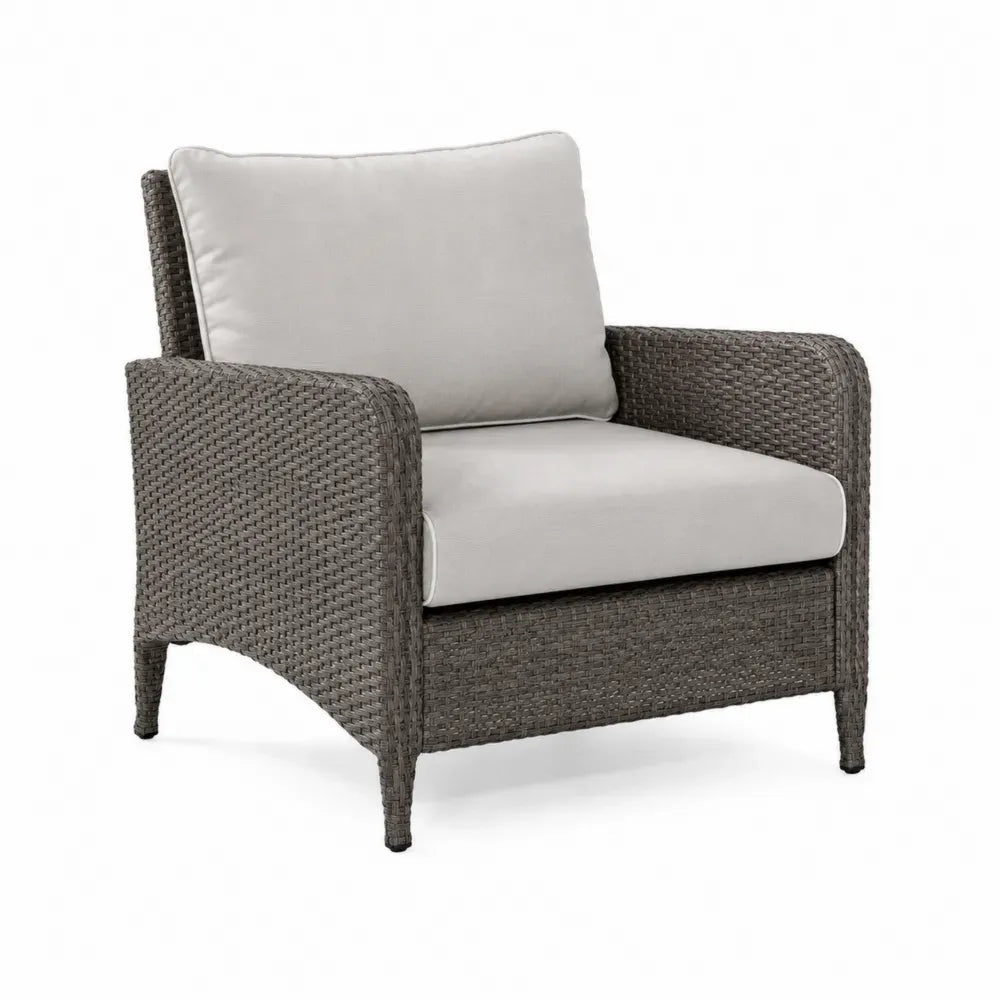 Garten-Loungesessel mit Kissen 78 x 84 x 83 cm HDPE-Polyrattan Stahl Polyester Graubraun Beige