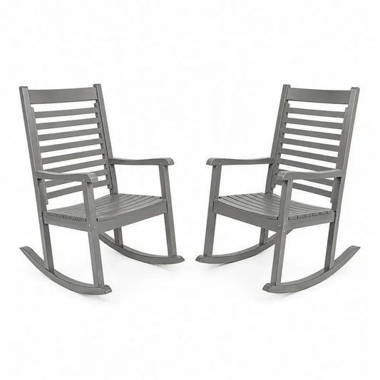 Garten-Schaukelstühle 2er Set mit Armlehnen 67 x 86 x 108 cm HDPE-Kunststoff Grau