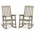 Garten Schaukelstuhl 2er Set mit Armlehnen je 67 x 86 x 108 cm HDPE Kunststoff Lattenrücken Taupe
