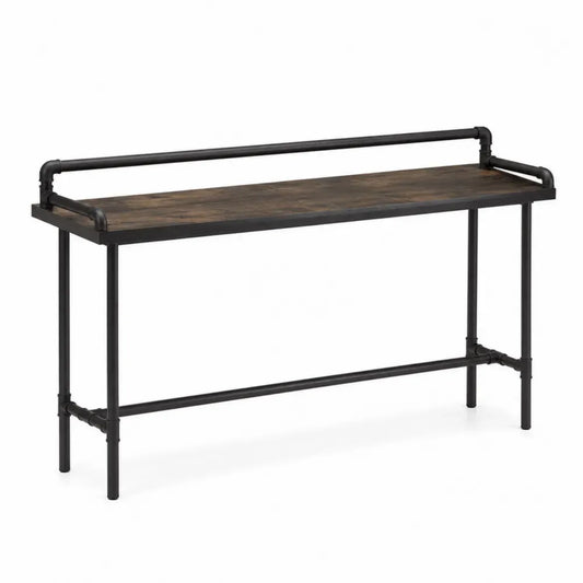Konsolentisch 120 x 35 x 80 cm MDF Holzdekor pulverbeschichteter Stahlrohrrahmen rechteckig Braun Schwarz