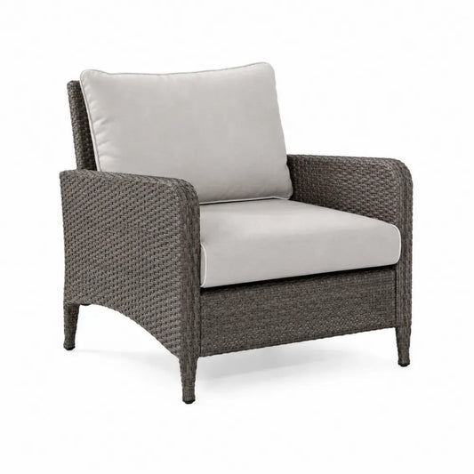 Garten-Loungesessel mit Kissen 78 x 84 x 83 cm HDPE-Polyrattan Stahl Polyester Graubraun Beige